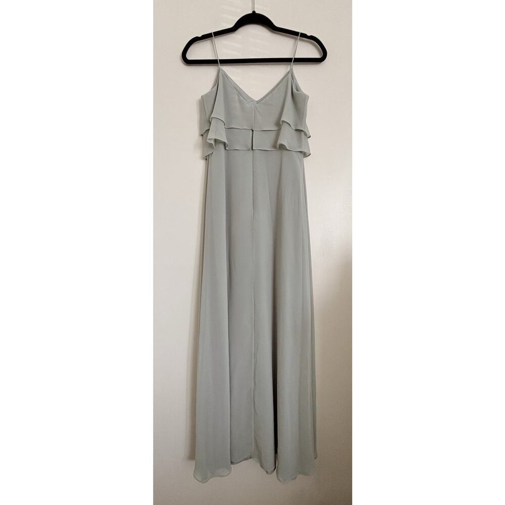 Light Blue Jenny Yoo Como Bridesmaid Chiffon Ruffle Tiered Dress 4 - Picture 4 of 11